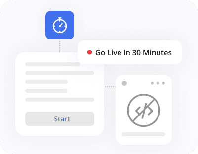Go live in 30 minutes - no code needed